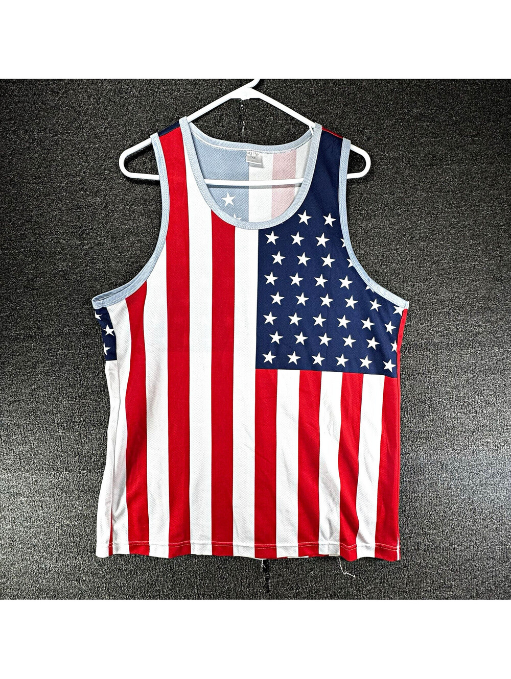 Men's Patriotic USA Flag Graphic Print Jersey Tank Top Red/White/Blue Size XL
